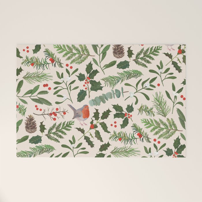Robin in a Winter Garden Welcome Mat Gallery Image 1