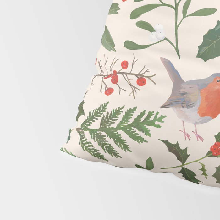 Robin in a Winter Garden Pillow Sham Gallery Image 4