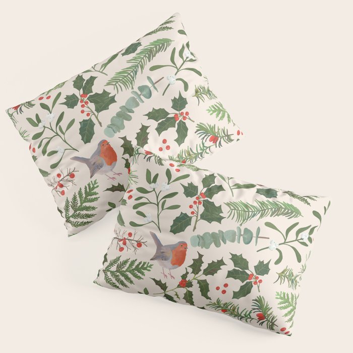 Robin in a Winter Garden Pillow Sham Gallery Image 1