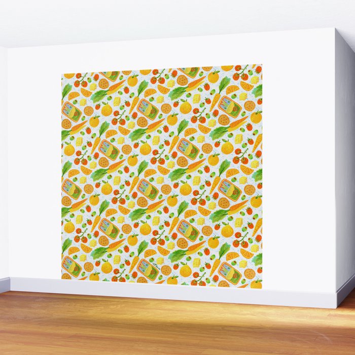 Kitchen Snacks & Apps in Orange & White Wall Mural Gallery Image 2