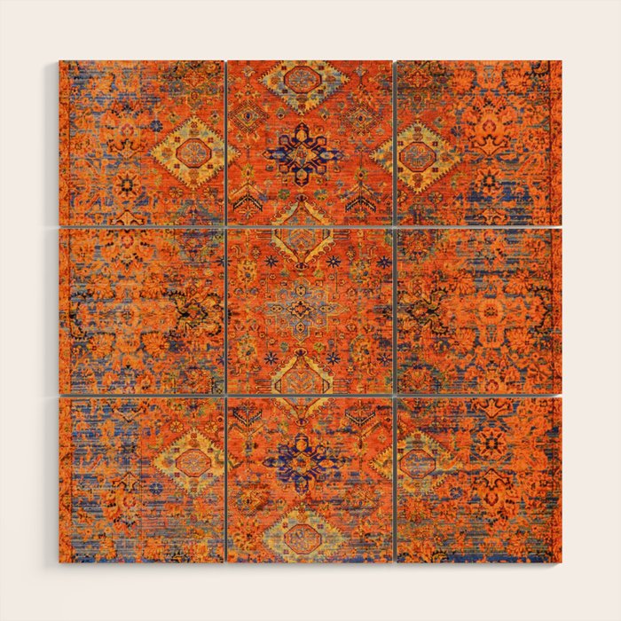 Oriental Vitange Moroccan Rug Design Wood Wall Art Gallery Image 1