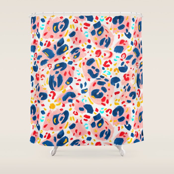 Painted Abstract Leopard Print Shower Curtain Gallery Image 1