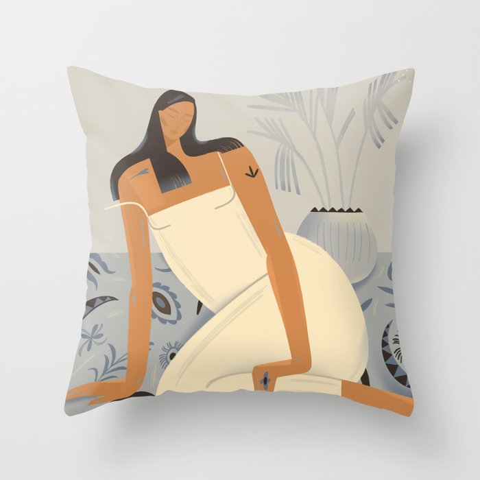 woman. eastern night Throw Pillow Gallery Image 1