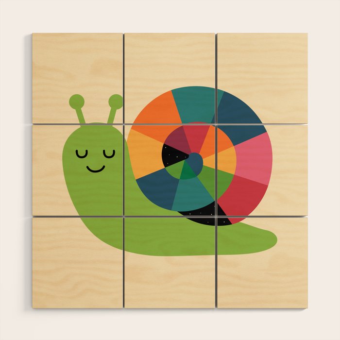 Snail Vibes Wood Wall Art Gallery Image 1