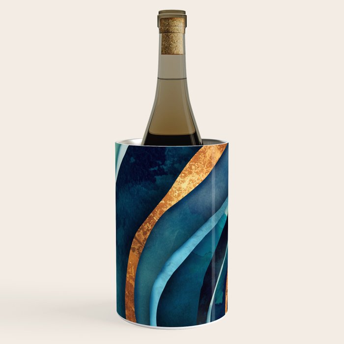 Abstract Blue with Gold Wine Chiller Gallery Image 2