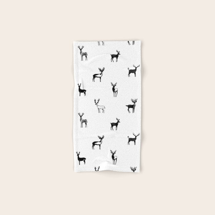 Black and white deer animal art pattern Bath Towel Gallery Image 1