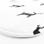 Black and white deer animal art pattern Bath Mat Gallery Image 3