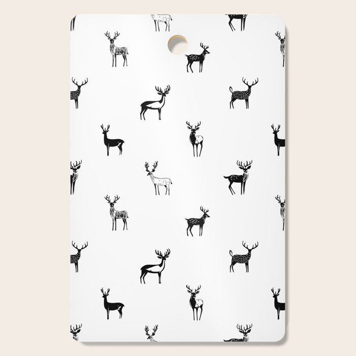 Black and white deer animal art pattern Cutting Board Gallery Image 1