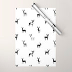 Black and white deer animal art pattern Wrapping Paper Gallery Image 1