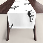 Black and white deer animal art pattern Table Runner Gallery Image 1