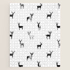 Black and white deer animal art pattern Jigsaw Puzzle Gallery Image 1