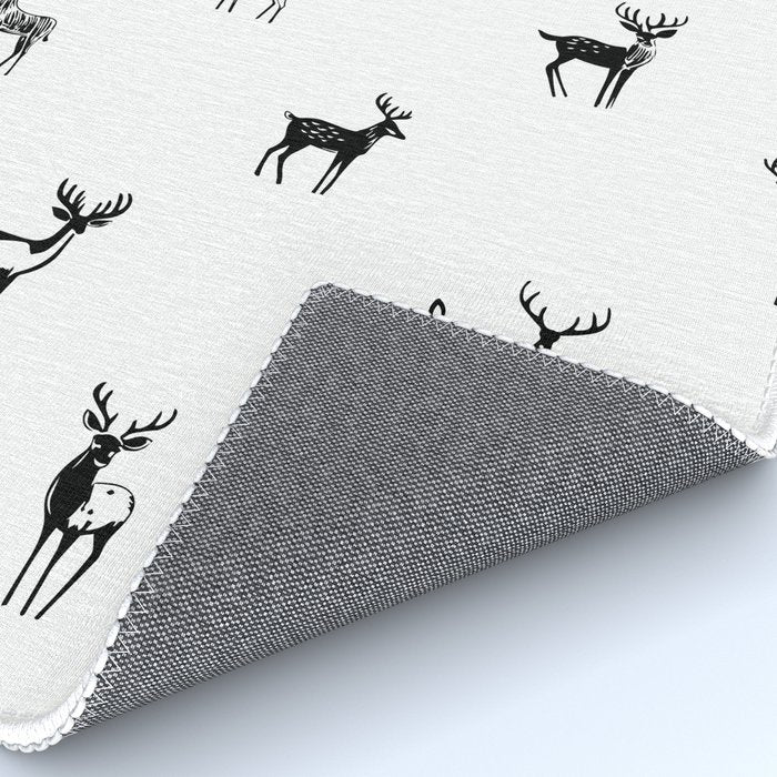 Black and white deer animal art pattern Rug Gallery Image 4