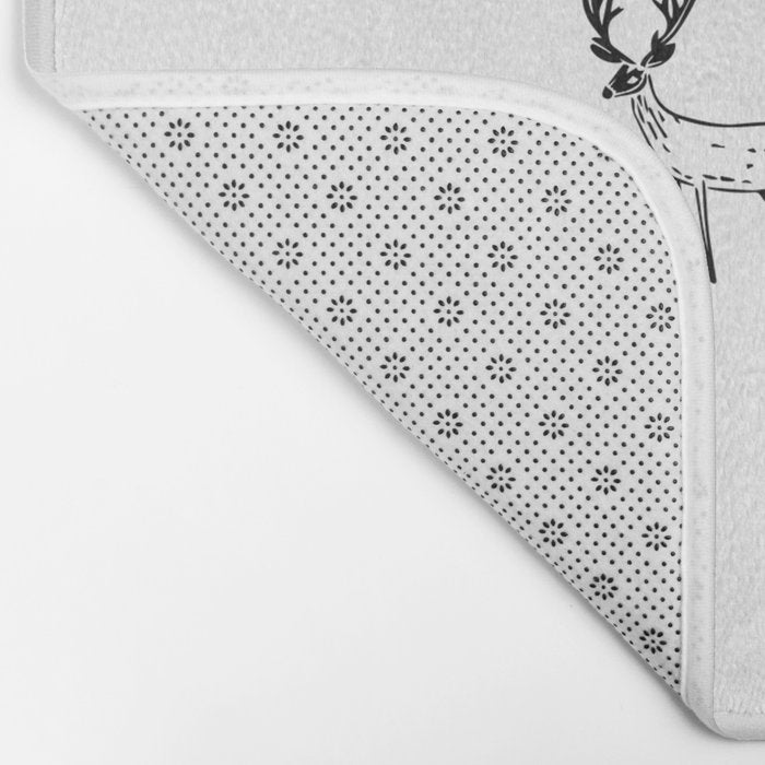Black and white deer animal art pattern Bath Mat Gallery Image 2