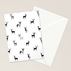 Black and white deer animal art pattern Stationery Card Gallery Image 2