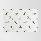 Black and white deer animal art pattern Rug Gallery Image 2