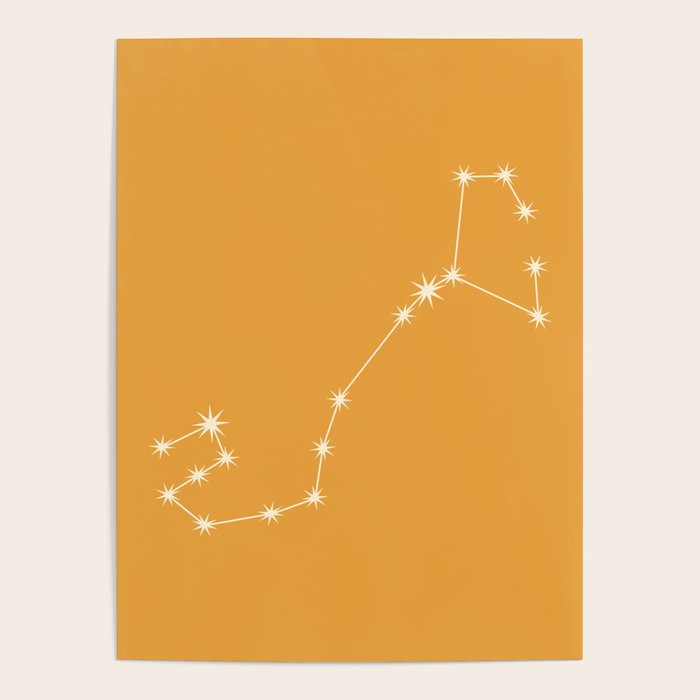 Scorpio Zodiac Star Constellation Line Art Peach Orange Poster Gallery Image 4