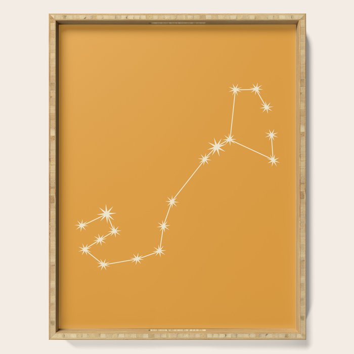 Scorpio Zodiac Star Constellation Line Art Peach Orange Serving Tray Gallery Image 1