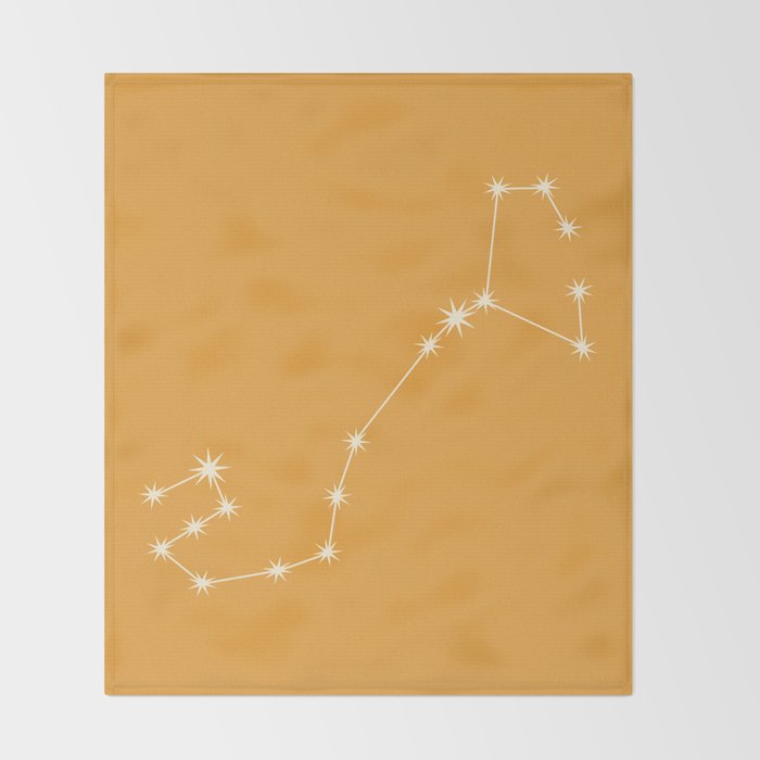 Scorpio Zodiac Star Constellation Line Art Peach Orange Throw Blanket Gallery Image 2