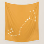 Scorpio Zodiac Star Constellation Line Art Peach Orange Wall Tapestry Gallery Image 4
