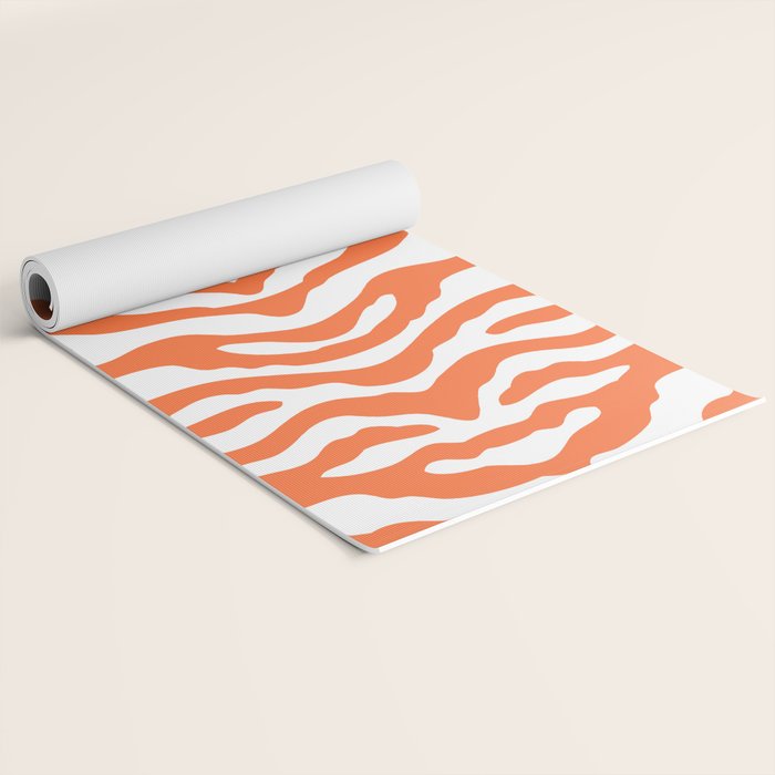 Zebra Wild Animal Print Orange Yoga Mat Gallery Image 2