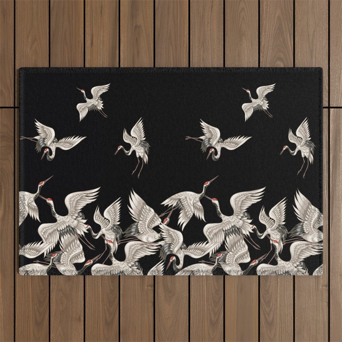 Japanese Flying Herons Outdoor Rug Gallery Image 1
