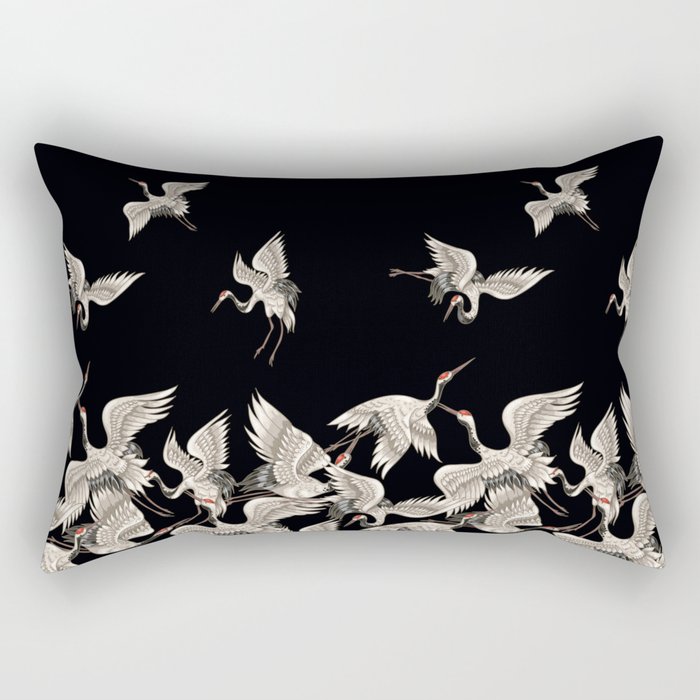 Japanese Flying Herons Rectangular Pillow Gallery Image 2