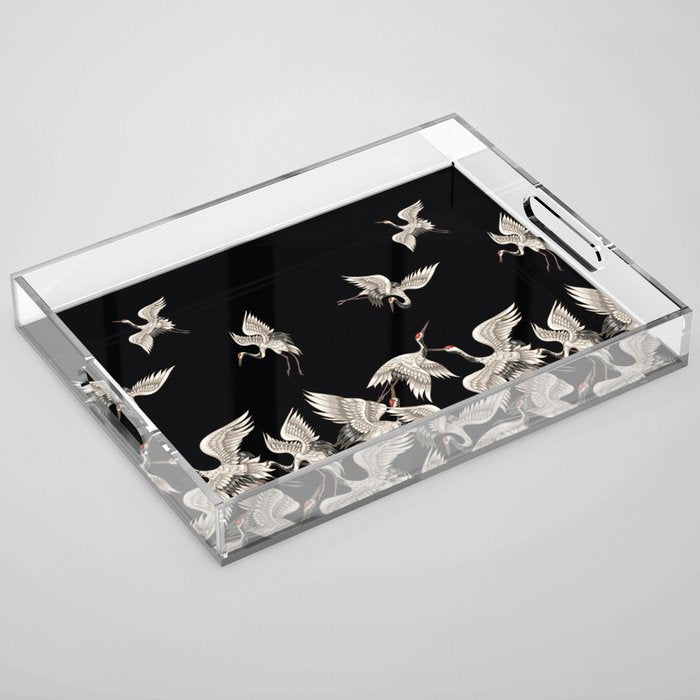 Japanese Flying Herons Acrylic Tray Gallery Image 1