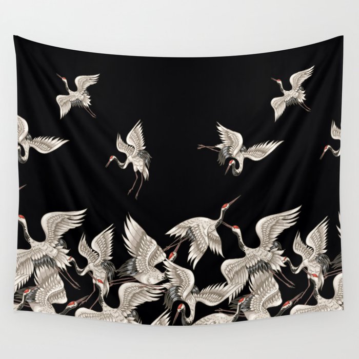 Japanese Flying Herons Wall Tapestry Gallery Image 1