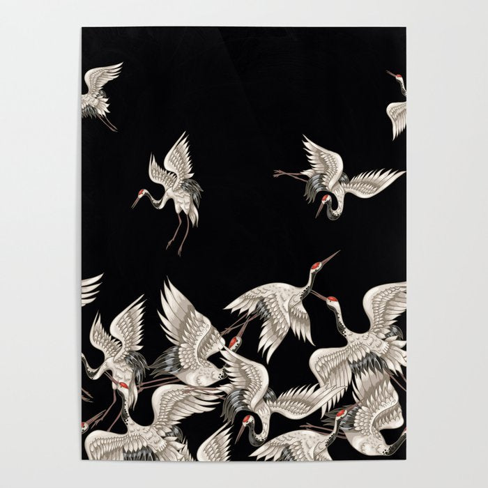 Japanese Flying Herons Poster Gallery Image 4