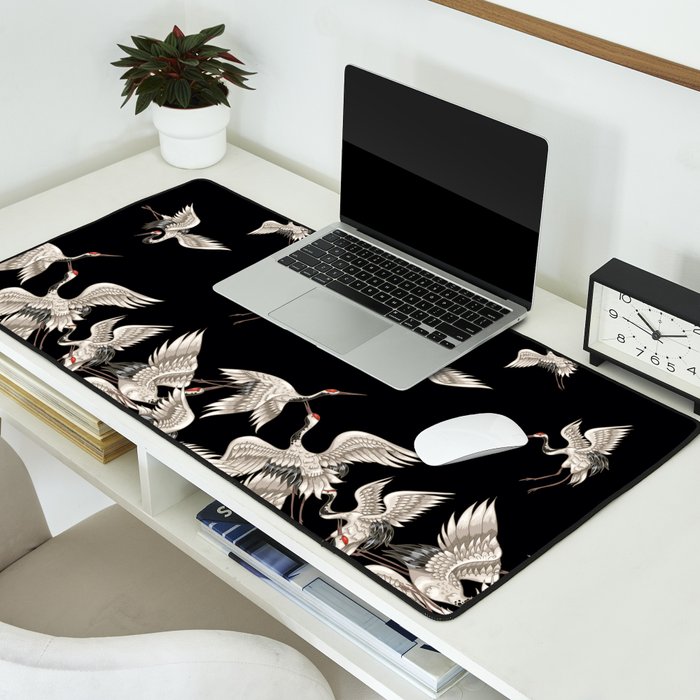 Japanese Flying Herons Desk Mat Gallery Image 2