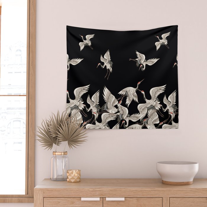 Japanese Flying Herons Wall Tapestry Gallery Image 2