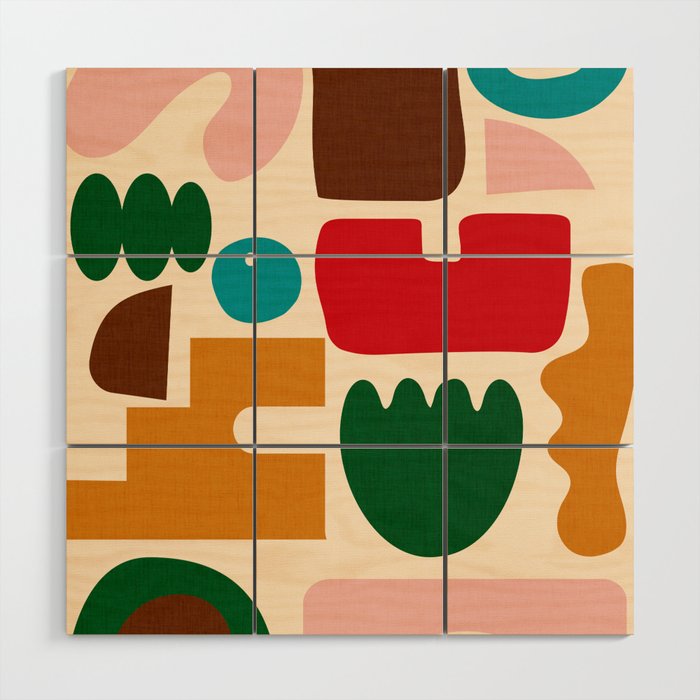 abstract maximalist shapes organic Wood Wall Art Gallery Image 1