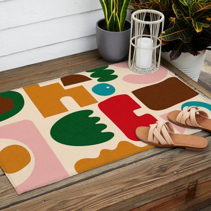 abstract maximalist shapes organic Outdoor Rug Gallery Image 2