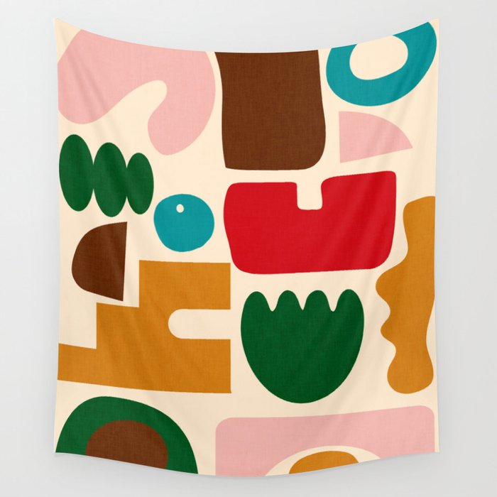 abstract maximalist shapes organic Wall Tapestry Gallery Image 4