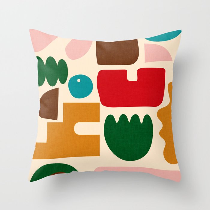 abstract maximalist shapes organic Throw Pillow Gallery Image 6