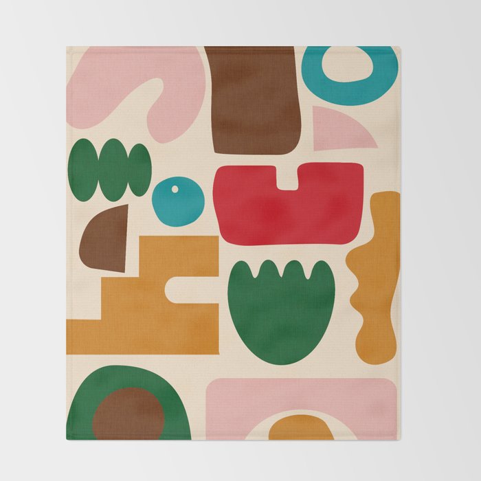 abstract maximalist shapes organic Throw Blanket Gallery Image 2
