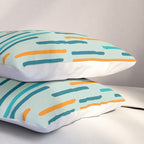 Line Dance Pattern in Turquoise Teal Orange Aqua Pillow Sham Gallery Image 3