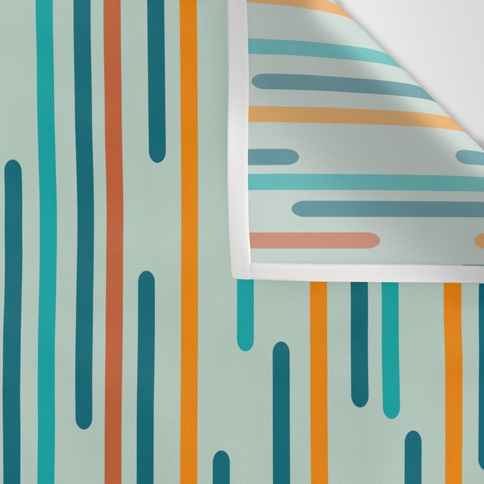 Line Dance Pattern in Turquoise Teal Orange Aqua Wall Tapestry Gallery Image 3