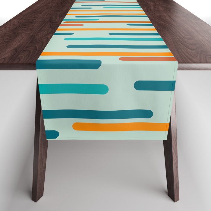 Line Dance Pattern in Turquoise Teal Orange Aqua Table Runner Gallery Image 1