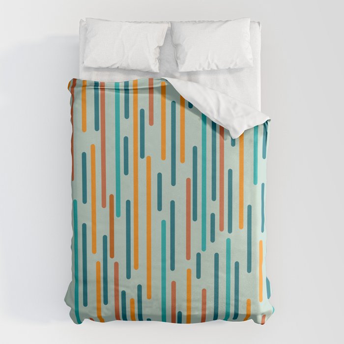 Line Dance Pattern in Turquoise Teal Orange Aqua Duvet Cover Gallery Image 6