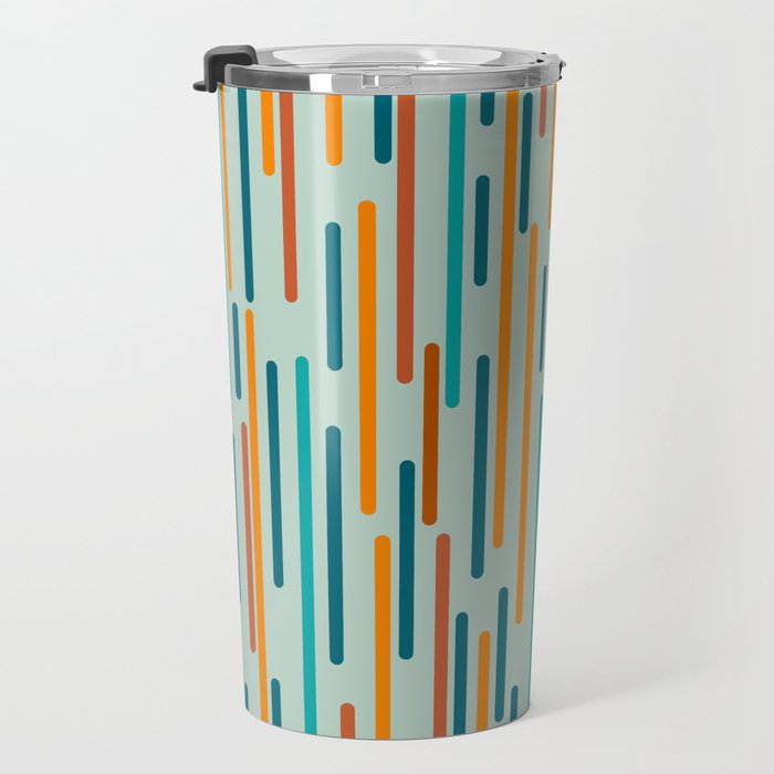 Line Dance Pattern in Turquoise Teal Orange Aqua Travel Mug Gallery Image 3