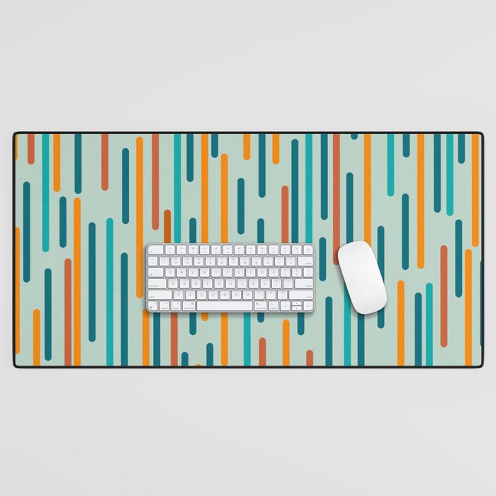 Line Dance Pattern in Turquoise Teal Orange Aqua Desk Mat Gallery Image 1