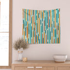 Line Dance Pattern in Turquoise Teal Orange Aqua Wall Tapestry Gallery Image 2