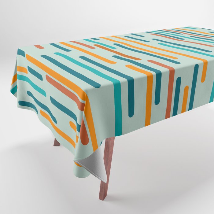 Line Dance Pattern in Turquoise Teal Orange Aqua Tablecloth Gallery Image 1