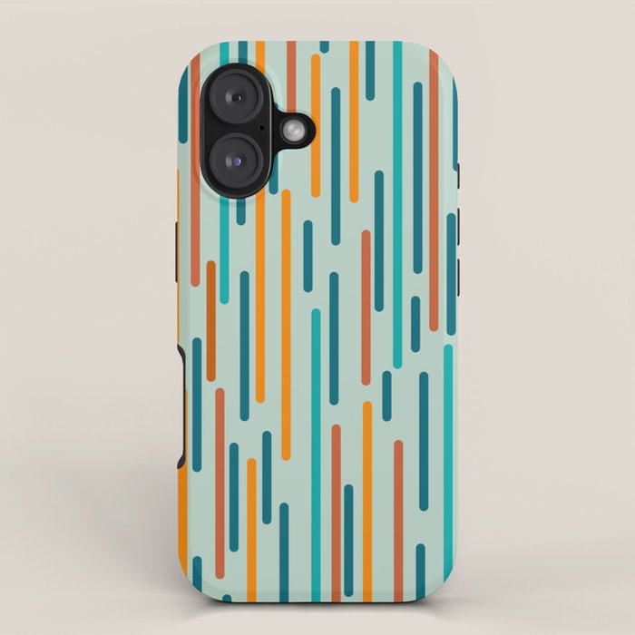 Line Dance Pattern in Turquoise Teal Orange Aqua iPhone Case Gallery Image 1