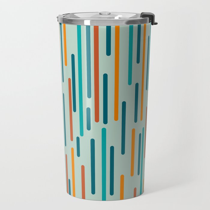 Line Dance Pattern in Turquoise Teal Orange Aqua Travel Mug Gallery Image 2