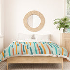 Line Dance Pattern in Turquoise Teal Orange Aqua Duvet Cover Gallery Image 3
