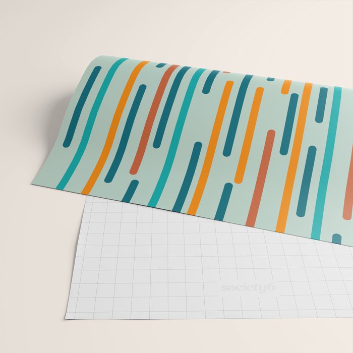 Line Dance Pattern in Turquoise Teal Orange Aqua Wrapping Paper Gallery Image 2