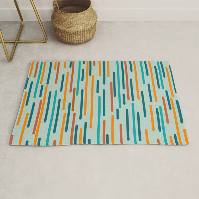 Line Dance Pattern in Turquoise Teal Orange Aqua Rug Gallery Image 1