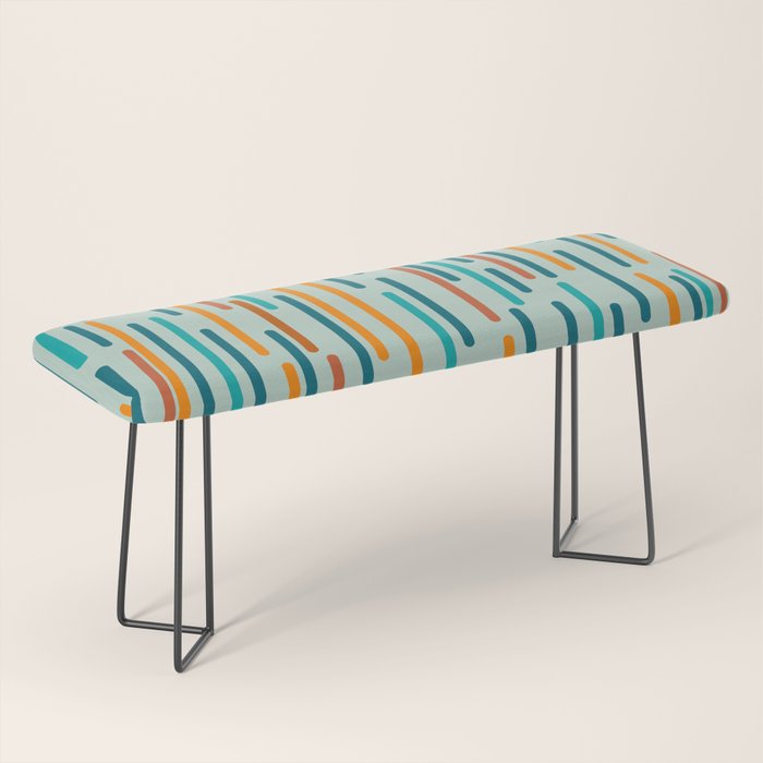 Line Dance Pattern in Turquoise Teal Orange Aqua Bench Gallery Image 1